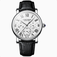 Montre à quartz multifonction haut de gamme à trois yeux et six aiguilles, best-seller transfrontalier, en cuir authentique, 42 mm, étanche