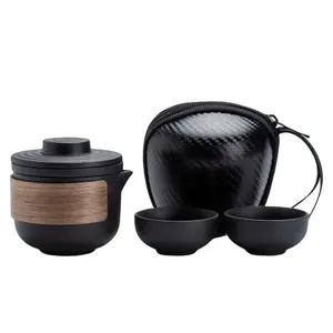 迷你便携式旅行功夫功夫茶壶陶瓷茶具，带一个茶壶和四个杯子，用于家庭办公