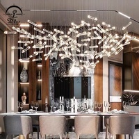 Lustre en cristal chromé soufflé à la main, moderne et luxueux, grand luminaire suspendu au plafond à LED pour villa, hôtel, hall, décoration intérieure
