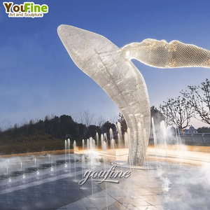 Sculpture d'animal de jardin en acier inoxydable de grande taille pour décoration extérieure, baleine - Product Image 6