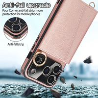 Dompet Kulit PU Mewah, Dompet Koin, Casing Ponsel dengan Tali Pergelangan Tangan untuk iPhone 18 17 16 15 Pro Max, Dompet Lipat, Casing Ponsel untuk Makeup