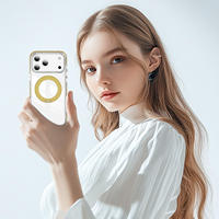 Funda Transparente de Acrílico para iPhone 18, 18 Pro, 18 Pro Max, con Soporte Giratorio de 360°, Carga Magnética, Eje Amortiguador Anticaídas y Protección de Lente