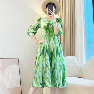 Elegante abito plissettato Miyake con stampe Fashion europee e maniche con frange-abito taglia <span class=keywords><strong>oversize</strong></span> - Product Image 1