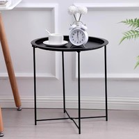 Table d'appoint ronde en métal blanc moderne avec plateau amovible, design de table pliante pour salon et chambre à coucher