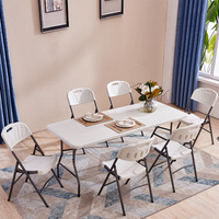 Table pliante en plastique HDPE et fer blanc de 6 pieds pour mariage, fête, événement, moderne, imperméable, pour l'extérieur