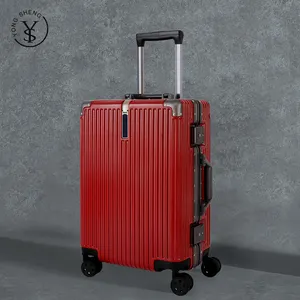 Custodia rigida con telaio in alluminio valigia da viaggio senza Zipperless con ruote Spinner silenziose set di valigeria Trolley