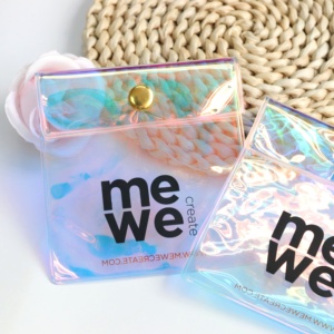 Nắp Kéo Biểu Tượng Tùy Chỉnh Snap Đóng Cửa PVC Nhựa Phong Bì Holographic Rõ Ràng Màu Túi Với Nút Cho Đồ Trang Sức - Product Image 4