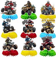 9 Piezas Centros de Mesa de Panal de Abeja para Cuatrimotos y Motos de Cross, Recuerdos de Fiesta, Decoraciones para Fiestas de Cumpleaños, Centros de Mesa para Mesa de ATV