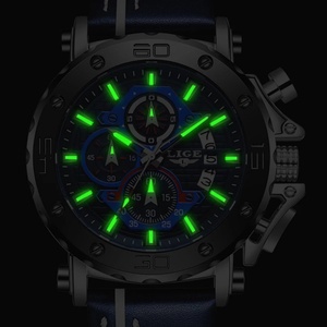 Montres à quartz fonctionnelles Lige 9996 pour homme, étanches, marque Lige, montre-bracelet en cuir pour homme - Product Image 6