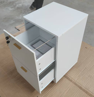 Gabinete de archivos rodante de 2 cajones con cerradura, archivador de madera debajo del escritorio compatible con tamaño carta/legal/A4 para oficina en casa, blanco