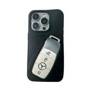 Étui de téléphone portable en silicone avec support pour clé de voiture et design miroir - Couleur unie - Product Image 2