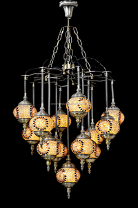 Lampe de plafond turque à 13 boules Marrakech Sultan, lampe suspendue marocaine, <span class=keywords><strong>lustre</strong></span> en verre mosaïque fait main - Product Image 4