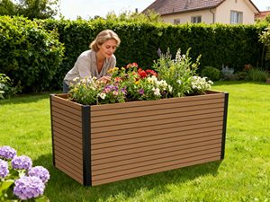 Bac à légumes <span class=keywords><strong>surélevé</strong></span> en WPC, anti-corrosion, anti-insectes, pour l'extérieur, adapté à la plantation de légumes, de fruits, de fleurs et d'herbes - Product Image 1