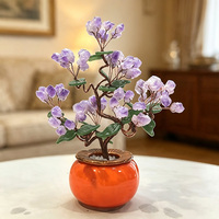 Nouveaux arbres Feng Shui modernes et uniques en cristal et pierres précieuses, grand format, enroulés de fil, pour la décoration