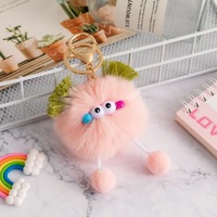 Offre Spéciale peluche poupée Pom Pom porte-clés mignon dessin animé moche fourrure boule sac à main pendentif breloques voiture porte-clés suspendu ornement pour cadeaux