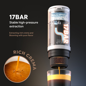 เครื่องชงกาแฟพกพา เอสเพรสโซ 17 บาร์ ชาร์จผ่าน USB แบบสองห้อง ใช้ได้ทั้งแคปซูลและกาแฟบด แบตเตอรี่ 2600mAh เหมาะสำหรับแคมป์ปิ้งและในรถยนต์ - Product Image 3