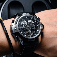 Récif Tiger – montre de Sport de luxe pour hommes, montres en or Rose, bracelet en caoutchouc bleu, montres étanches automatiques RGA3503