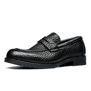 Chaussures de mariage pour hommes en cuir véritable à bout rond, antidérapantes, avec semelle extérieure en caoutchouc, pour toutes les saisons, vente en gros - Product Image 1
