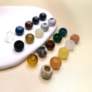 Cuentas redondas acrílicas con agujero grande para joyería, accesorios de hebilla decorativa, blanco, negro, verde, azul, marrón, 12mm - Product Image 6