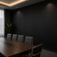 Panneau acoustique en bois noir WYRAX, panneau acoustique en bois à lattes noires, panneau acoustique en feutre noir pour salle de cinéma