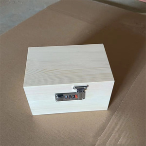กล่องเก็บของไม้สน 18x12x11 ซม. พร้อมกุญแจรหัส กล่องใส่เครื่องประดับทรงสี่เหลี่ยม - Product Image 2