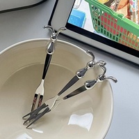 Ensemble de fourchettes à cocktail et à dessert en acier inoxydable en forme de lapin, mignonnes, pour apéritifs, desserts, fêtes, enfants, ustensiles de cuisine