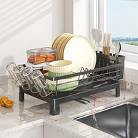 Petit support de rangement multifonctionnel en métal résistant à la rouille pour le séchage de la vaisselle Porte-gobelet Egouttoir Comptoir d'évier de cuisine peu encombrant