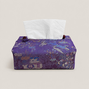 Caja de pañuelos de tela con diseño de hoja de bambú, estilo chino, decoración para sala de té, soporte para pañuelos inspirado en el Zen - Product Image 3