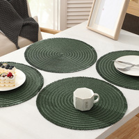 Set de table rond 38x38cm en PP tressé à la main, écologique, résistant à la chaleur, antidérapant, design moderne, couleur unie
