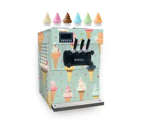 Brenu fabricar automática Mistura Comercial Soft Maker Air Pump Pré Cooling Ice Cream Making Machine