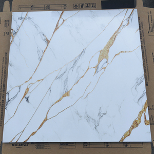 金メッキ600x600mm大理石風高級PVC防水エンボス加工光沢仕上げ床壁タイルモダンヴィラホテルホールインテリア - Product Image 2
