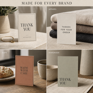Biglietto di ringraziamento moderno Boho color Morandi con bordo sottile, slogan personalizzato per piccole imprese e confezioni retail - Product Image 5