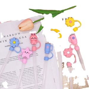 Capuchons de paille réutilisables en silicone pour tasses, protège-pailles anti-poussière, adorables protections de paille pour cadeaux de Noël - Product Image 2