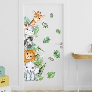 Autocollants muraux en PVC d'animaux de dessin animé, girafe, lion et éléphant, pour les chambres d'enfants, autocollants adhésifs, décoration artistique pour la crèche et la maison - Product Image 5