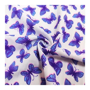 Haute qualité luxe personnalisé prix de gros papillon impression numérique poly span tricot rayure jacquard tissu