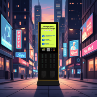 Système de location de batteries externes partagées sur pied 15W avec écran tactile 43 pouces pour centres commerciaux, aéroports et lieux d'événements