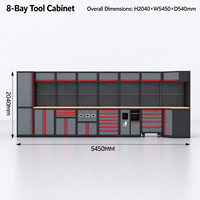 Armoire à outils modulaire robuste à 8 compartiments, poste de travail avec panneau perforé, plan de travail en bois massif, plusieurs tiroirs, serrure en acier pour atelier