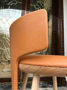 Modern Luxury <b>Leather</b> Padded Rotating <b>Bar</b> <b>Stool</b> with Solid Wood Legs Hotel & Kitchen Breakfast Counter Chair with Back - Product Image 3