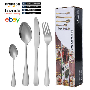 1010 Stainless Steel Cutlery 24-Piece Set Steak Knife Fork Spoon Dessert Spoon Portable Durable Party Dinnerware Set - Product Image 4
