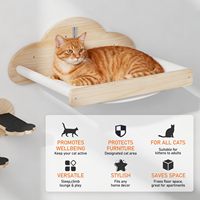 Hamac mural en bois pour chat avec 4 marches d'accès, étagères et perchoirs modernes pour chats, pour dormir, jouer et grimper en intérieur