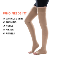Chaussettes de compression médicale pour femmes, antidérapantes, douces, d'épaisseur moyenne, hauteur genou, motif uni, tricotées