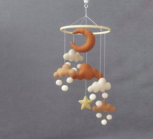 Cintre en peluche bohème organique, à paillettes, étoile, nuage, arc-en-ciel, en peluche, pour bébé fille et garçon, pépinière - Product Image 4
