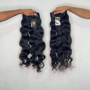 Paquetes de cabello humano ondulado de cuerpo doble de cabello indio de alta calidad, paquete de cabello de templo ondulado recto - Product Image 1