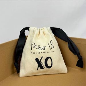 ถุงผ้าฝ้ายพับได้แบบมีเชือกผูก พร้อมพิมพ์โลโก้ตามสั่ง รีไซเคิลได้ - Product Image 6