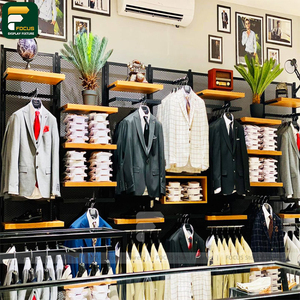 Contemporary Custom Garment Shop Display Cabinet Clothing Rail Wall Shelving <b>Reception</b> <b>Counter</b> Fixture - Product Image 2