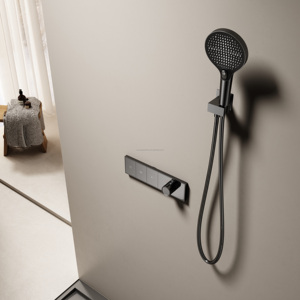 Juego de ducha de lluvia montado en la pared color bronce - Doble cabezal (fijo + de mano) - Accesorio de baño de lujo - Product Image 4
