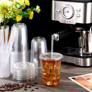 Gobelets en plastique jetables transparents avec couvercles et pailles, 500 ml, pour fêtes et voyages - Product Image 2