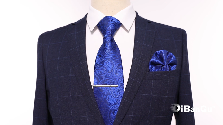 luxury neckties business navy blue tie paisley mens silk tie