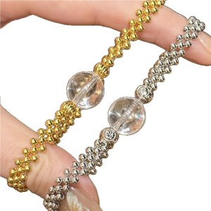 Bracelet élastique en perles de cristal King Silver Jewelry, plaqué argent S925, plaqué or, boule ronde, usage quotidien, unisexe - Product Image 5
