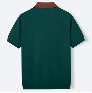 Polo pour homme OEM à rayures, col à revers, manches courtes, coupe décontractée, en viscose tricotée avec strass - Product Image 2